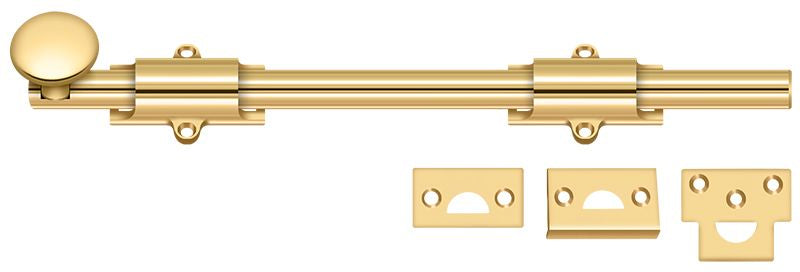 Deltana - 12" Surface Bolt; Heavy Duty - Lifetime Brass