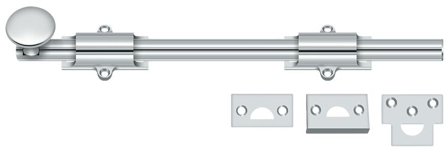 Deltana - 12" Surface Bolt; Heavy Duty - Bright Chrome