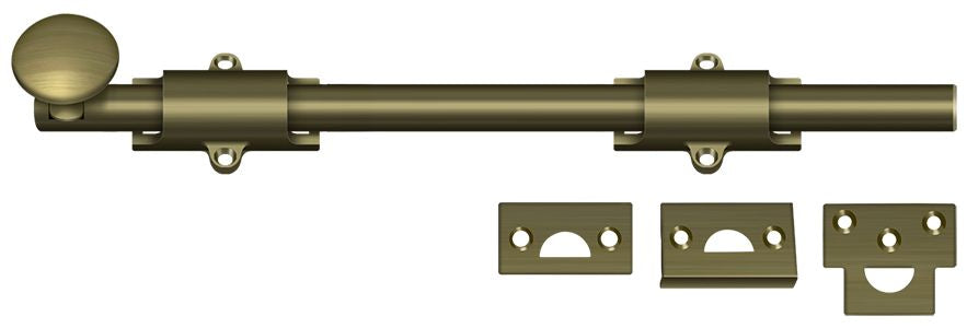 Deltana - 12" Surface Bolt; Heavy Duty - Antique Brass