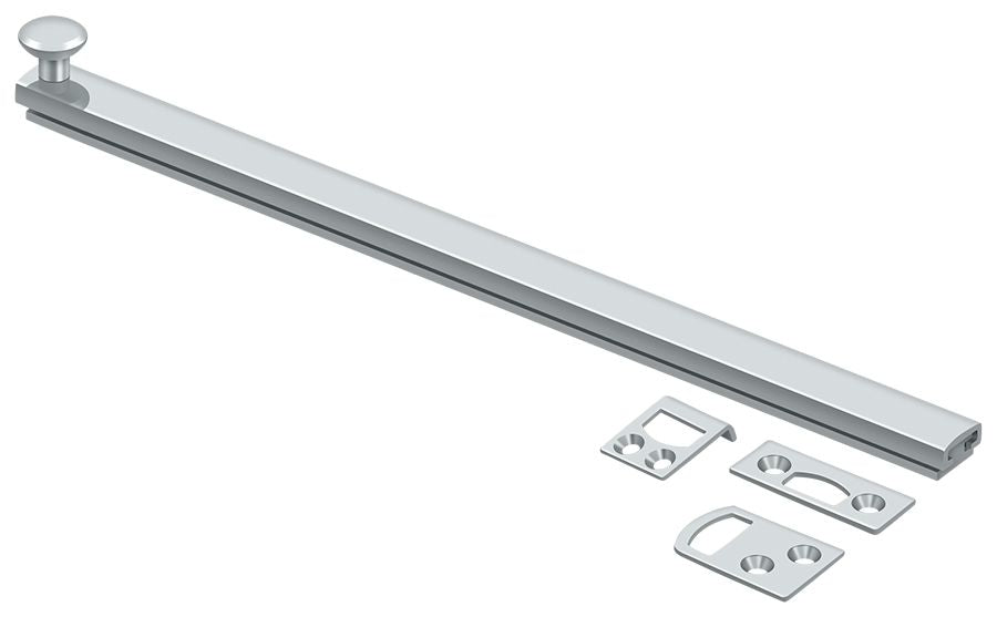 Deltana - 12" Surface Bolt; Concealed Screw; Heavy Duty - Bright Chrome