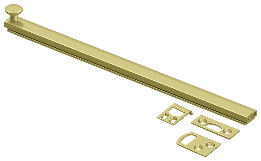 Deltana - 12" Surface Bolt; Concealed Screw; Heavy Duty - Bright Brass