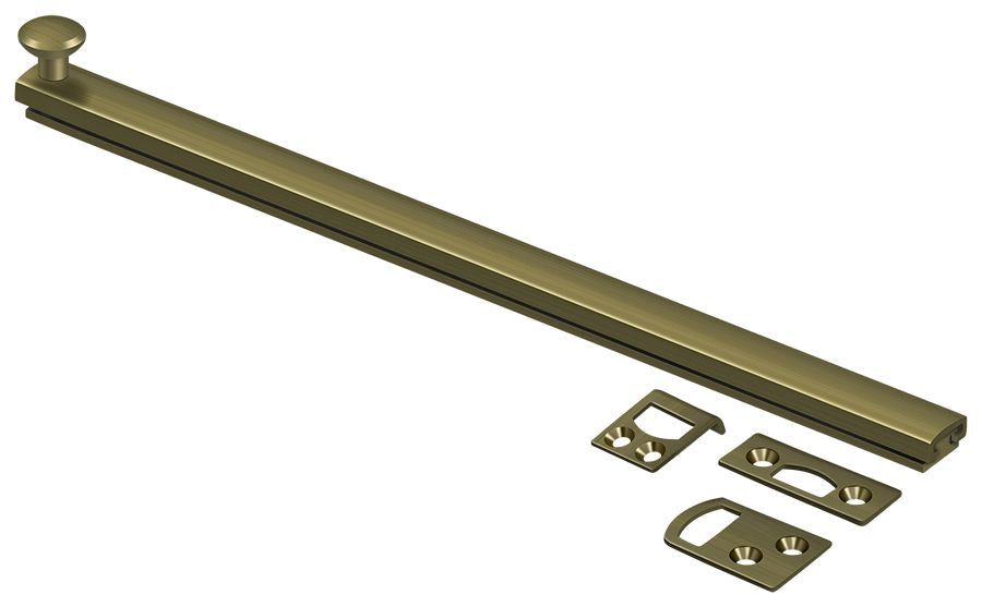 Deltana - 12" Surface Bolt; Concealed Screw; Heavy Duty - Antique Brass