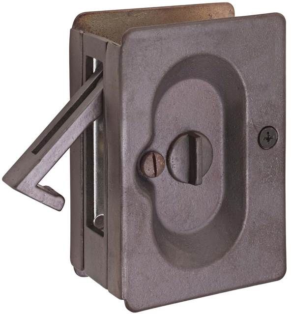 Emtek - Priv Pocket Door Lock for 1-3/8" to 1-3/4" Door - Medium Bronze