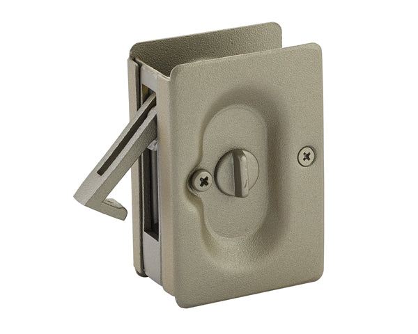 Emtek - Priv Pocket Door Lock for 1-3/8" to 1-3/4" Door - Tumbled White Bronze