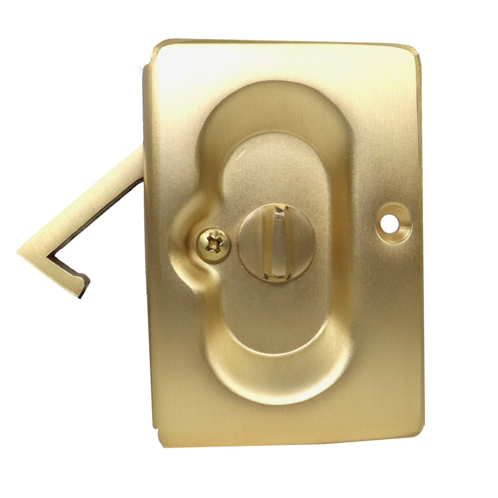 Emtek - Priv Pocket Door Lock for 1-3/8" to 1-3/4" Door - Satin Brass