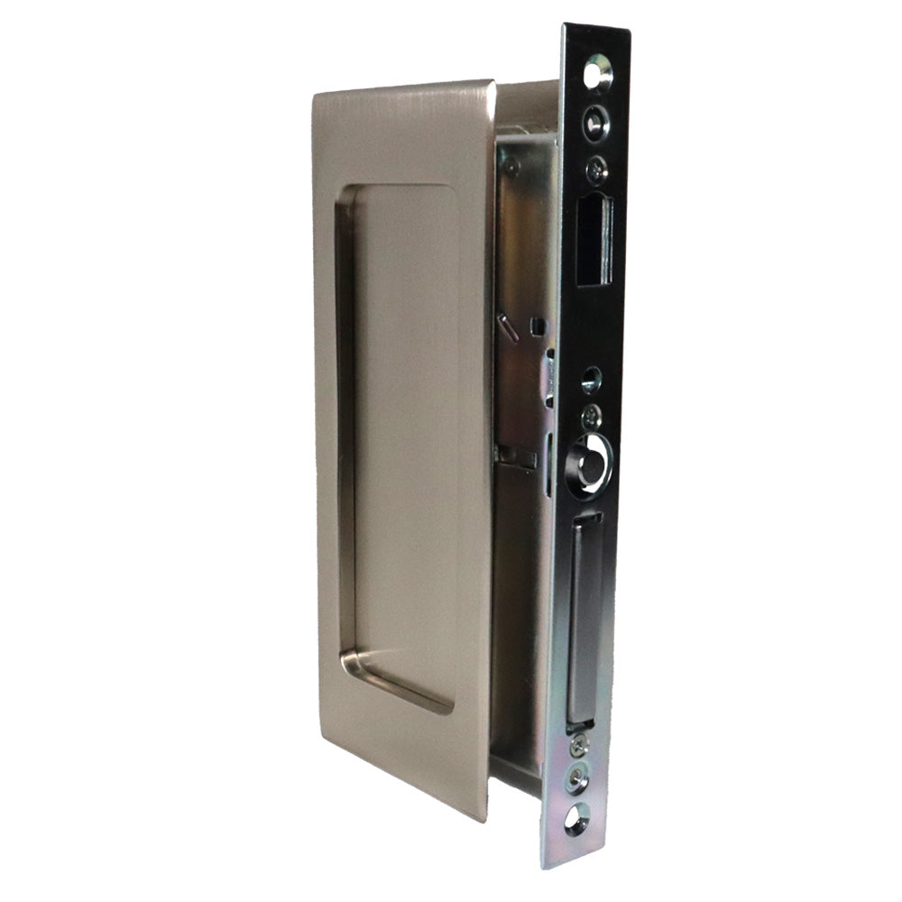Emtek - Modern Rectangular Passage Pocket Door Mortise Lock for 1-3/4" Door - Satin Nickel