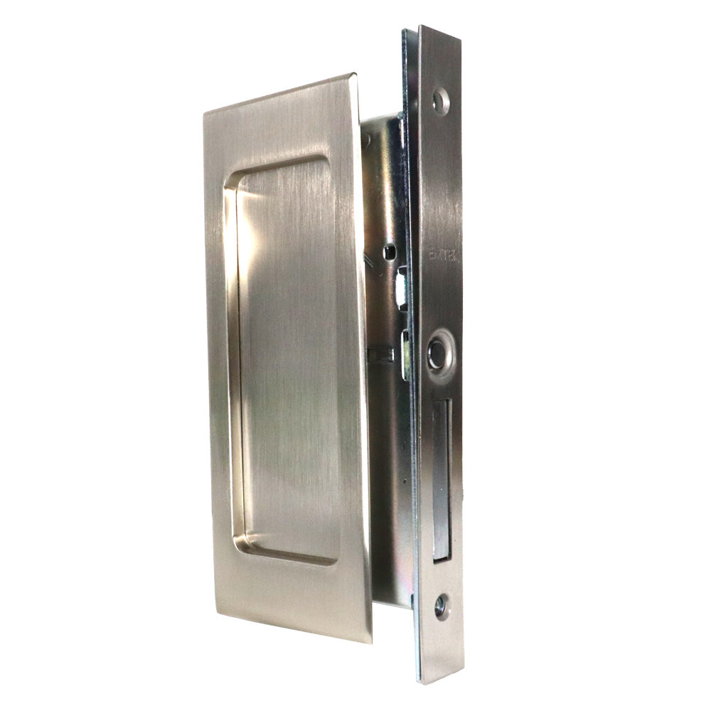Emtek - Modern Rectangular Passage Pocket Door Mortise Lock for 1-3/8" Door - Satin Nickel
