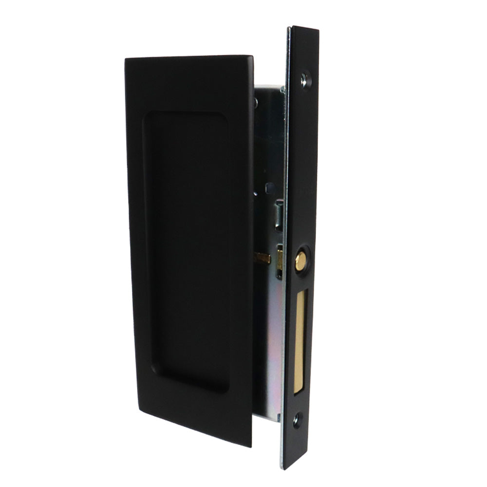 Emtek - Modern Rectangular Passage Pocket Door Mortise Lock for 1-3/4" Door - Flat Black