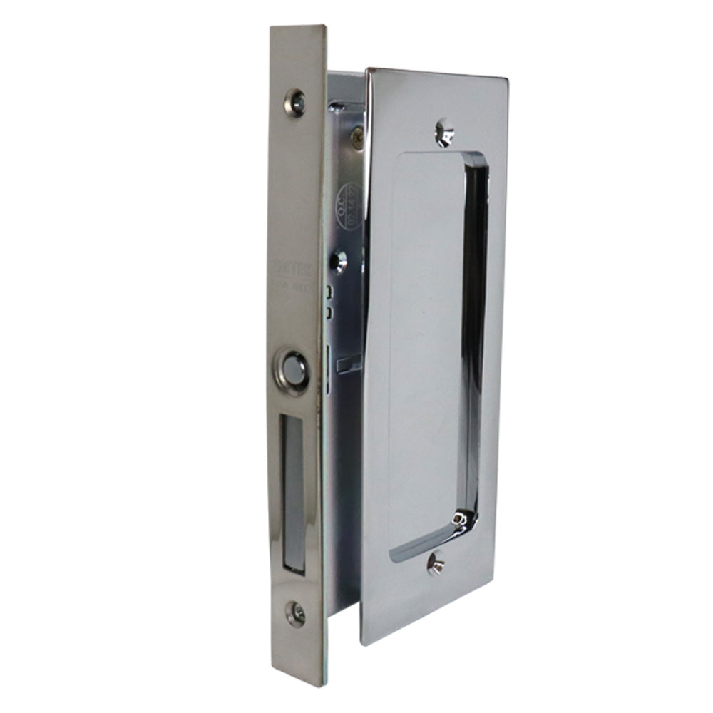 Emtek - Modern Rectangular Passage Pocket Door Mortise Lock for 1-3/8" Door - Polished Chrome