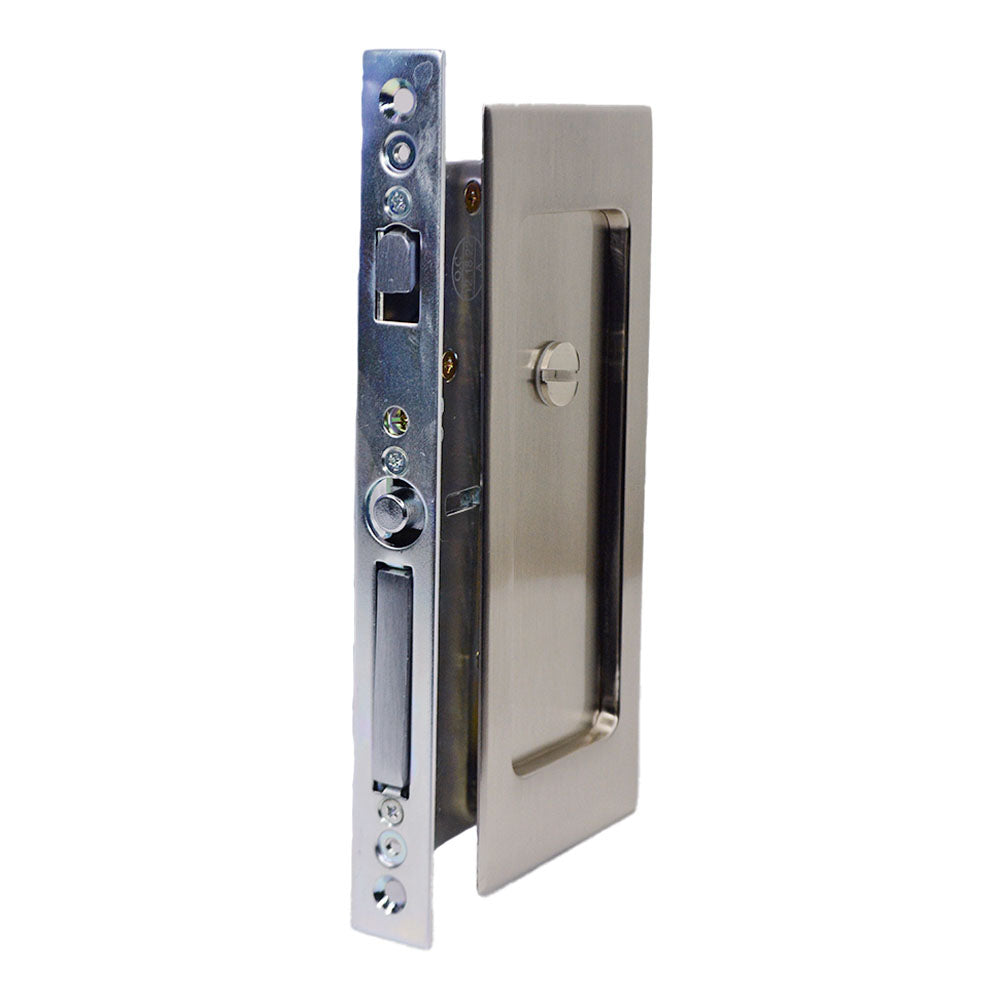 Emtek - Modern Rectangular Privacy Pocket Door Mortise Lock for 1-3/4" Door - Satin Nickel