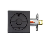 Emtek - Square Privacy Pocket Door Tubular Lock with Privacy Strike Plate and Dust Box for 1-3/8" to 1-3/4" Door - Flat Black