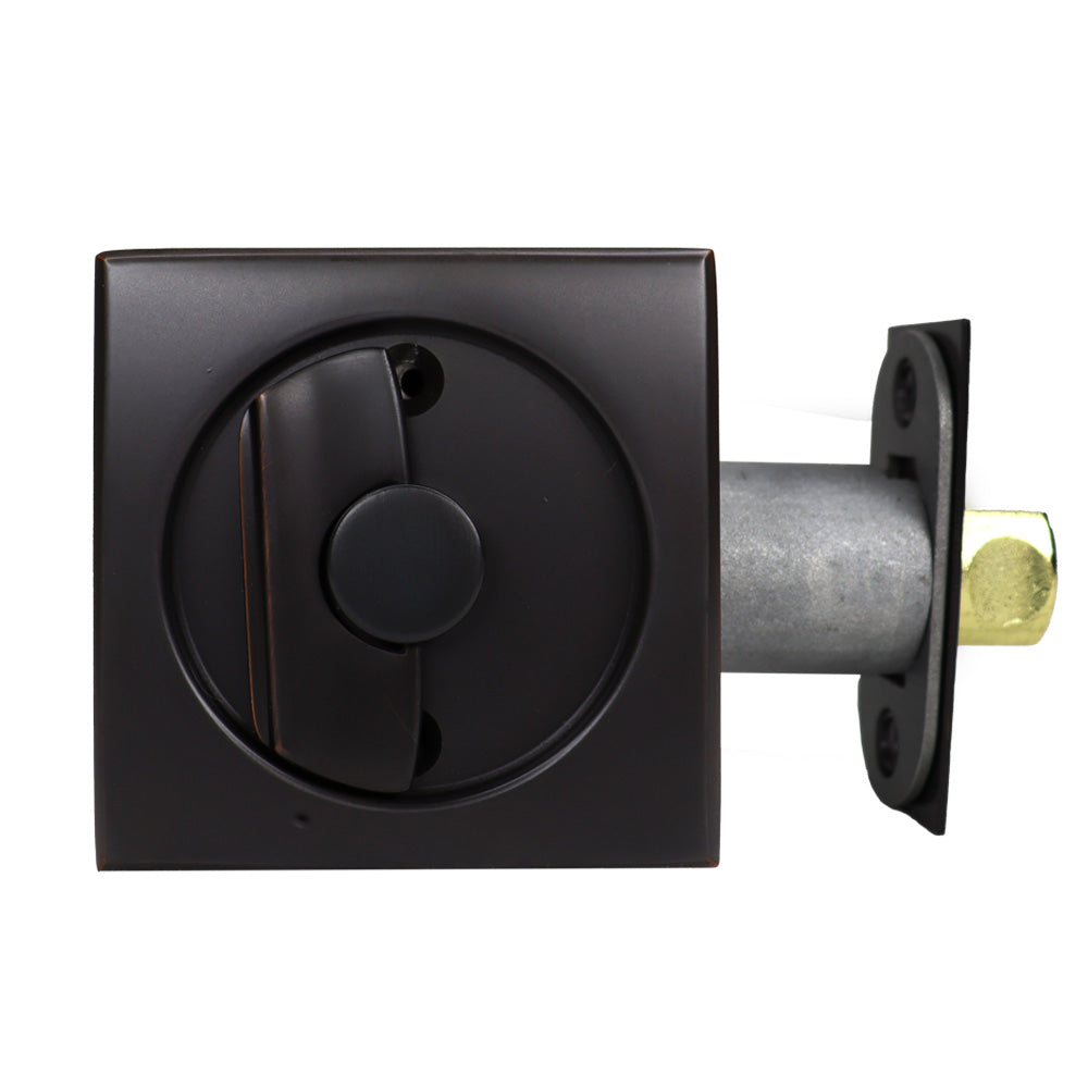 Emtek - Square Privacy Pocket Door Tubular Lock with Privacy Strike Plate and Dust Box for 1-3/8" to 1-3/4" Door - Oil Rubbed Bronze