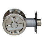 Emtek - Round Privacy Pocket Door Tubular Lock with Privacy Strike Plate and Dust Box for 1-3/8" to 1-3/4" Door - Satin Nickel