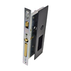 Emtek - Narrow Modern Rectangular Privacy Pocket Door Mortise Lock for 1-3/8" Door - Flat Black