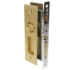 Emtek - Narrow Modern Rectangular Privacy Pocket Door Mortise Lock for 1-3/8" Door - Satin Brass