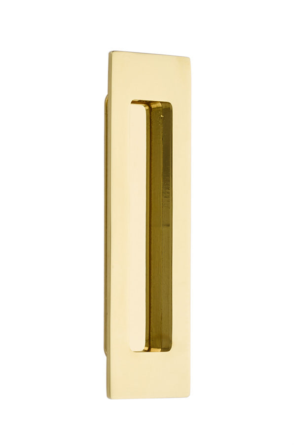 Emtek - 6" Modern Rectangular Flush Pull - Polished Brass Lifetime