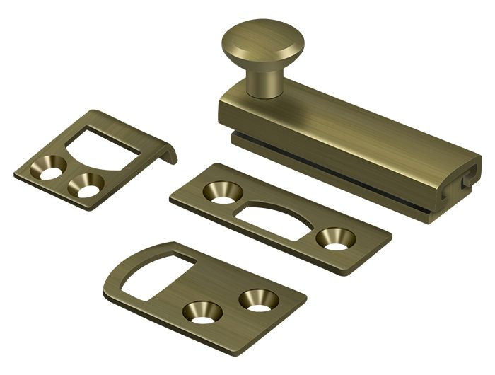 Deltana - 2" Surface Bolt; Concealed Screw; Heavy Duty - Antique Brass