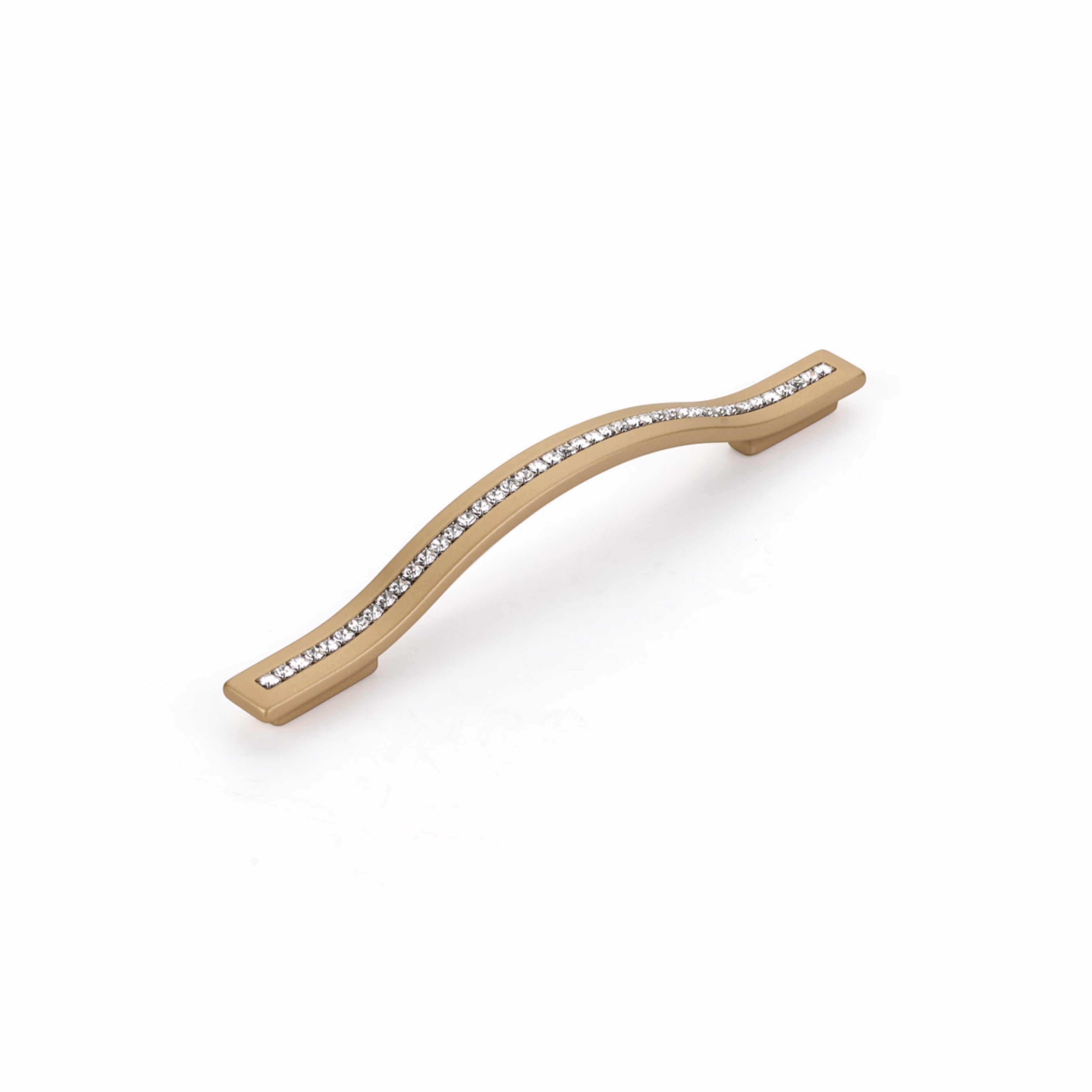 Schaub 302-SSB 128mm to 160mm Center to Center Skyevale Cabinet Pull with Crystals Signature Satin Brass Finish Main image
