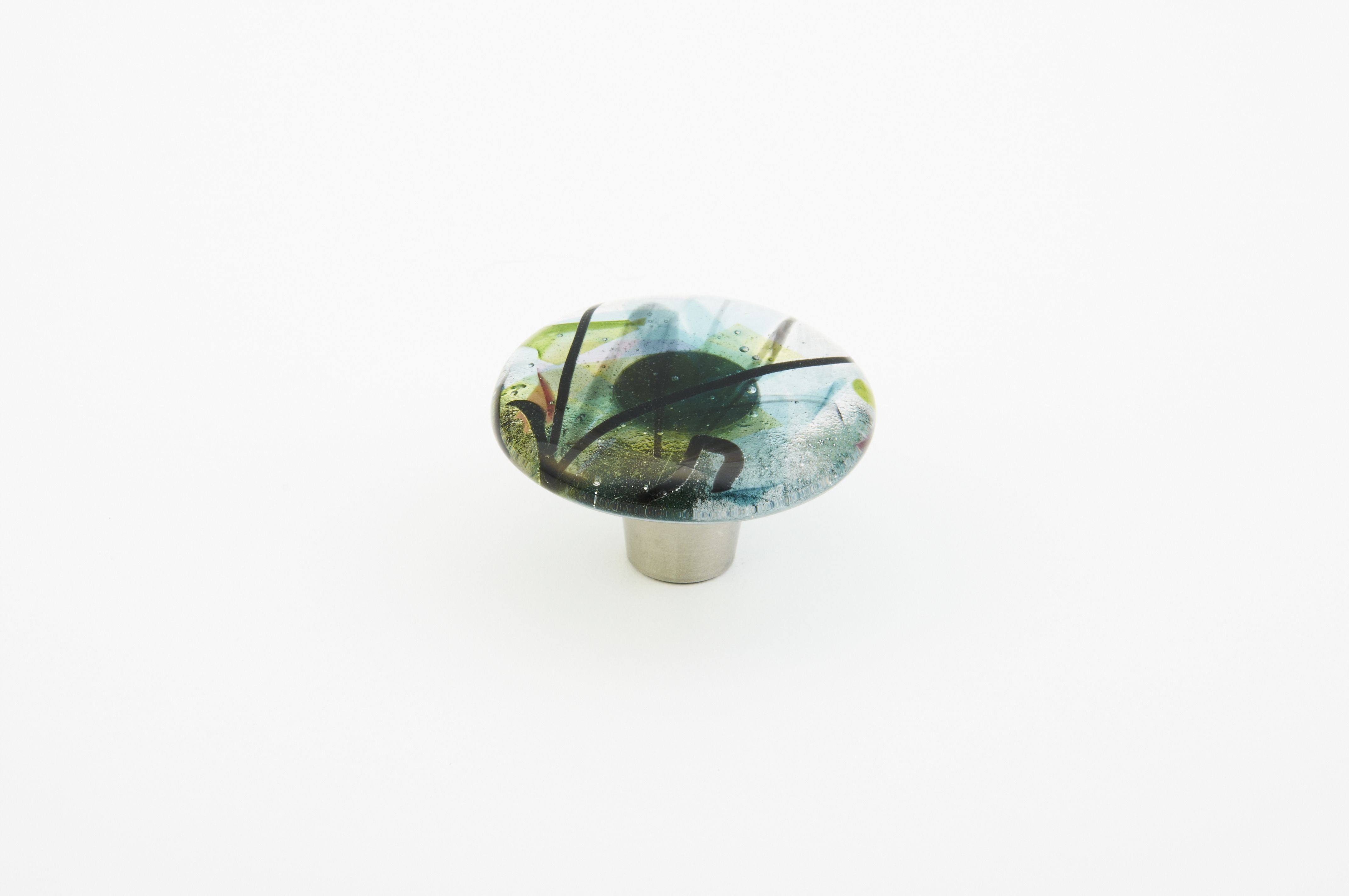 Schaub 31-COT 1-1/2" Round Glass Ice Cabinet Knob Confetti Turquoise Finish Main image