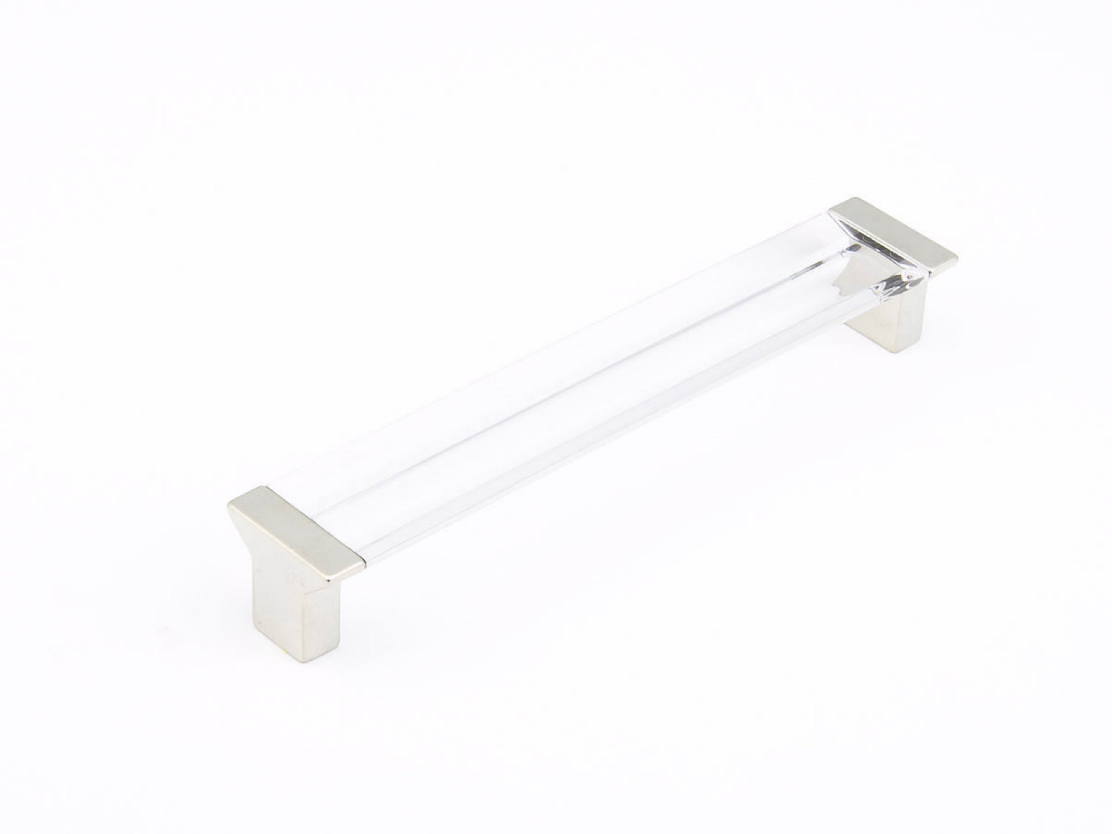 Schaub 317-15-CL 6-5/16" Center to Center Positano Clear Cabinet Pull Satin Nickel Finish Main image