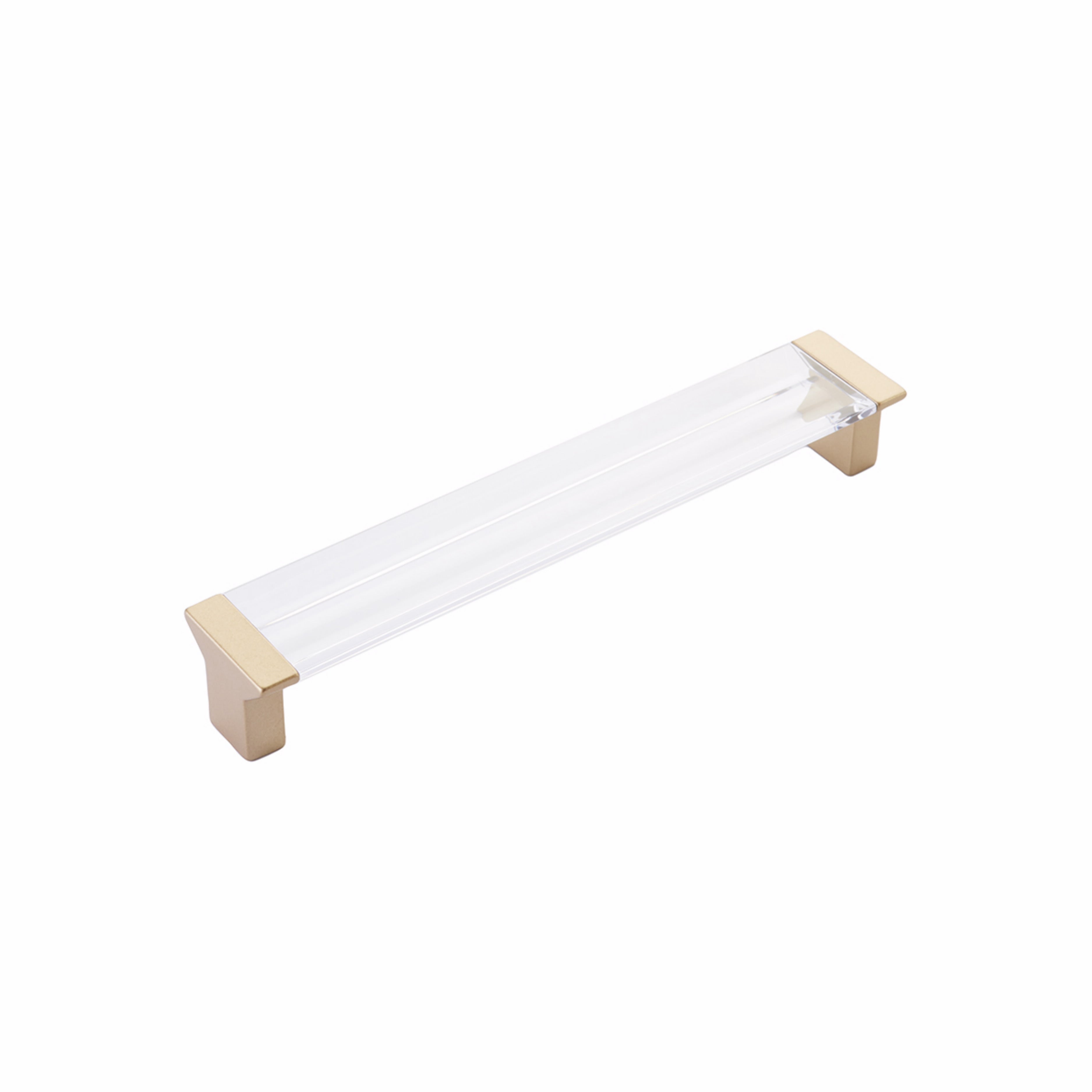 Schaub 317-SSB-CL 6-5/16" Center to Center Positano Clear Cabinet Pull Signature Satin Brass Finish Main image