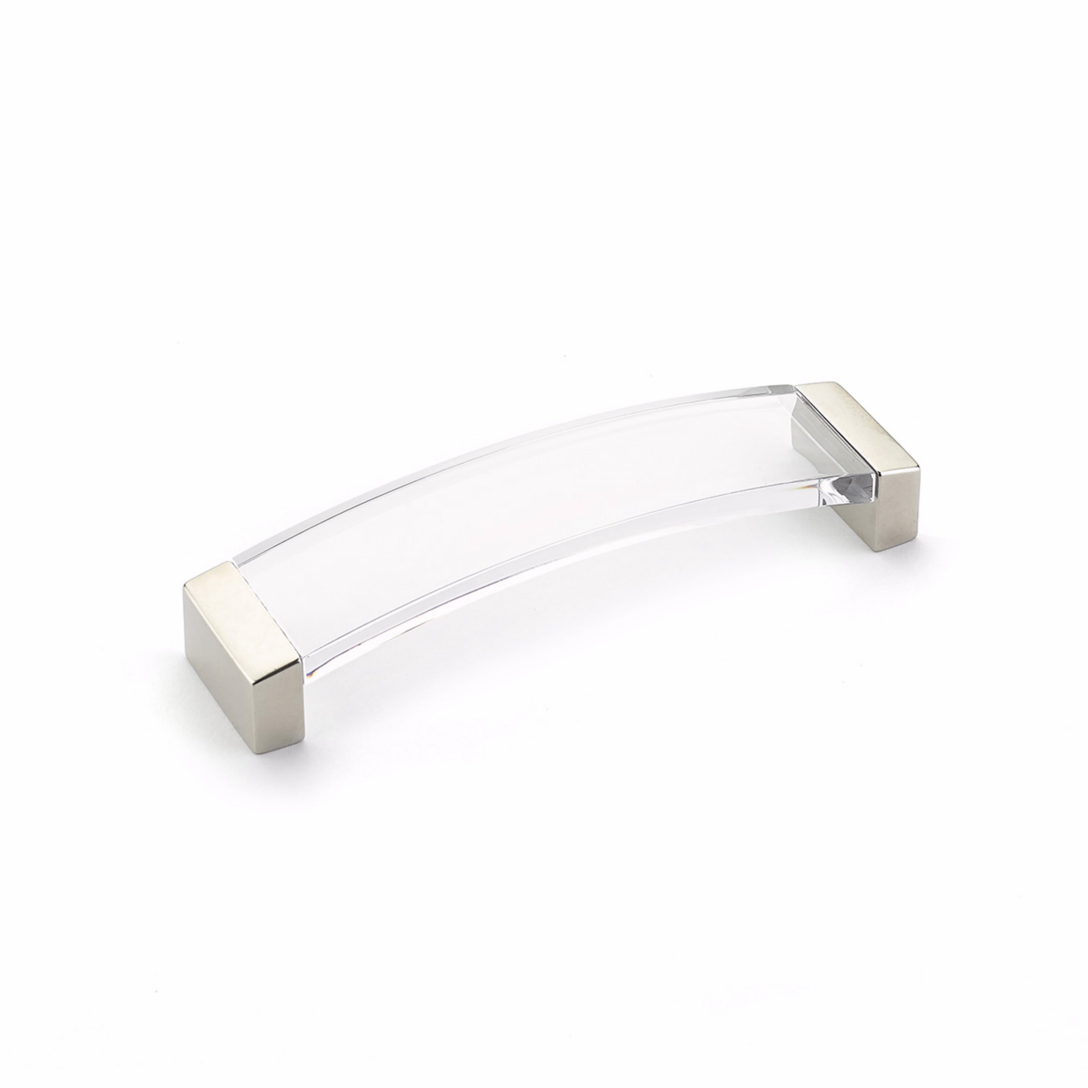 Schaub 320-15-CL 5-1/16" Center to Center Positano Arch Clear Cabinet Pull Satin Nickel Finish Main image