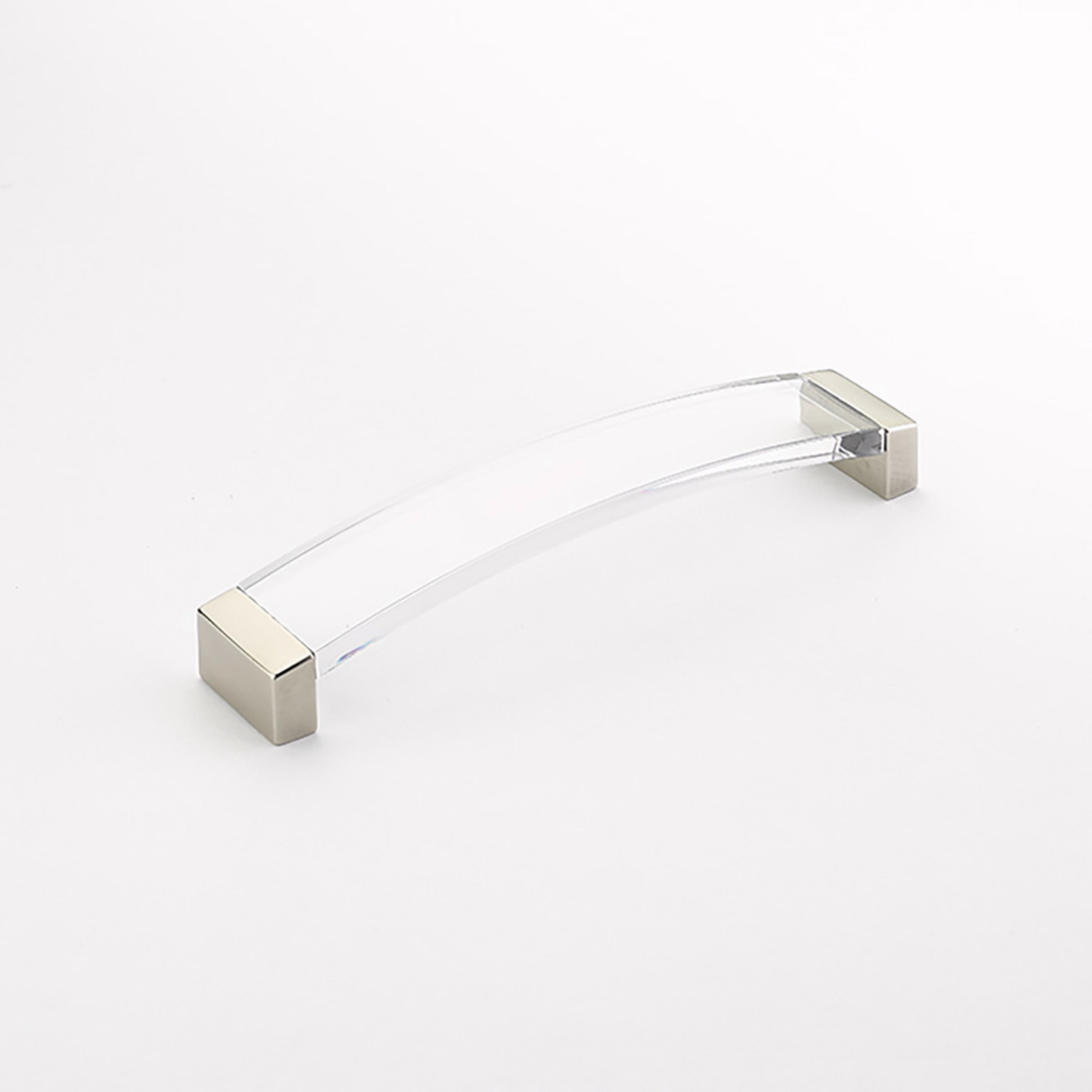 Schaub 321-15-CL 6-5/16" Center to Center Positano Arch Clear Cabinet Pull Satin Nickel Finish Main image