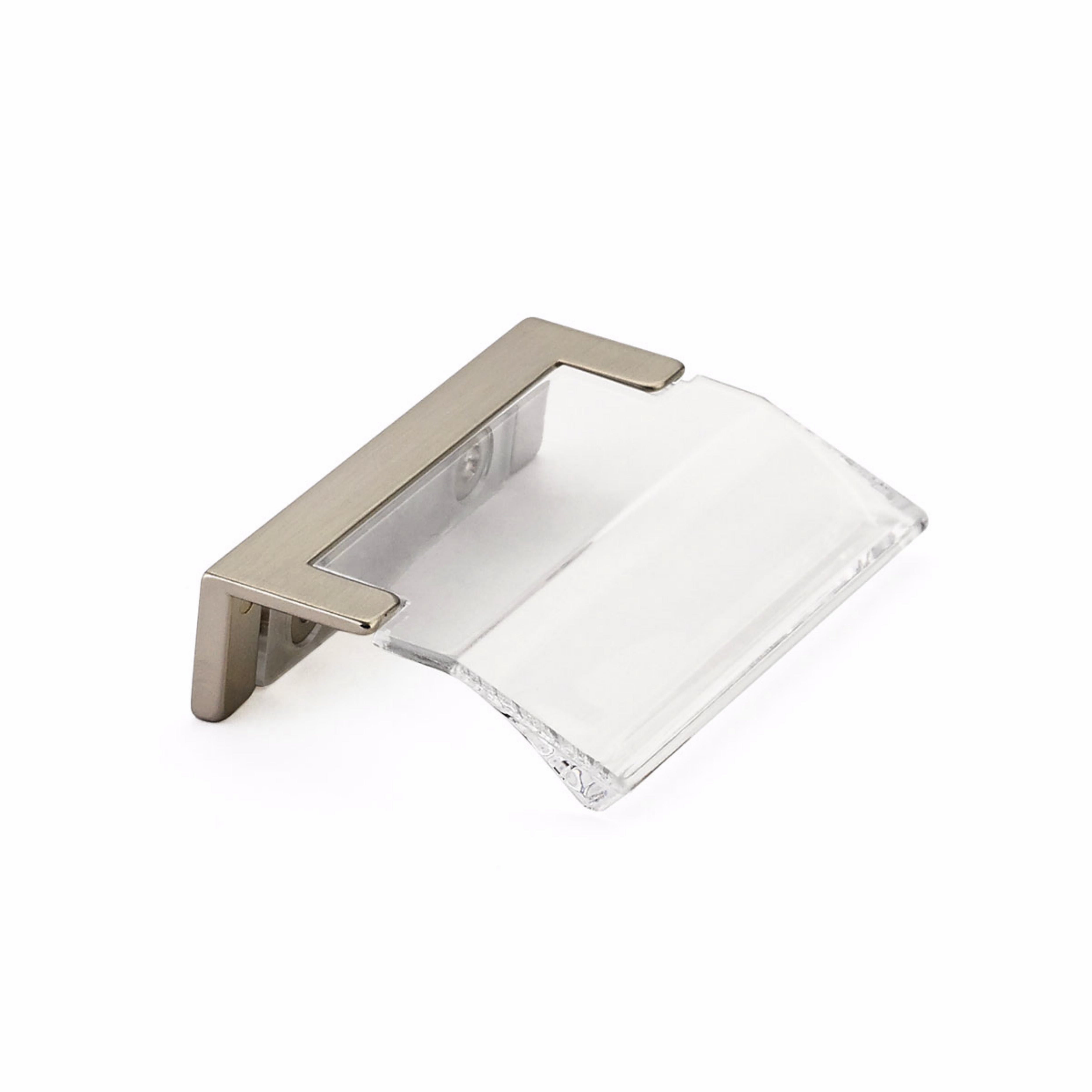 Schaub 323-15-CL 1-1/4" Center to Center Positano Arch Clear Cabinet Edge Pull Satin Nickel Finish