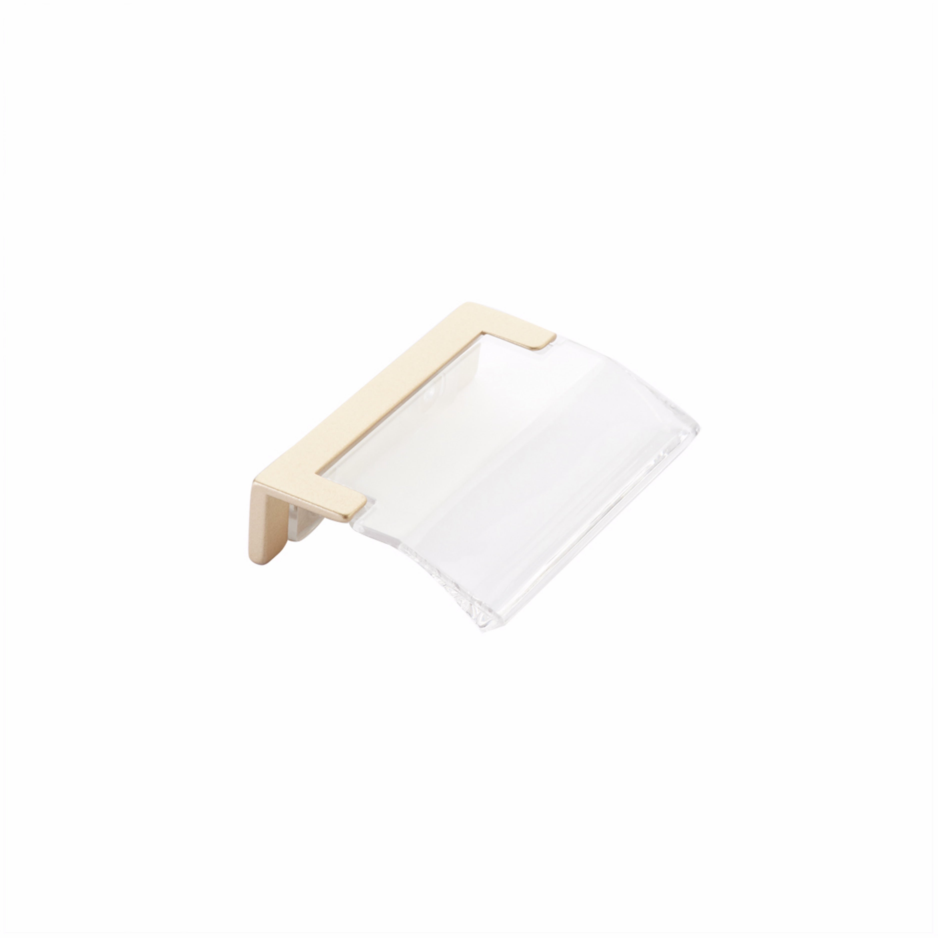 Schaub 323-SSB-CL 1-1/4" Center to Center Positano Arch Clear Cabinet Edge Pull Signature Satin Brass Finish Main image