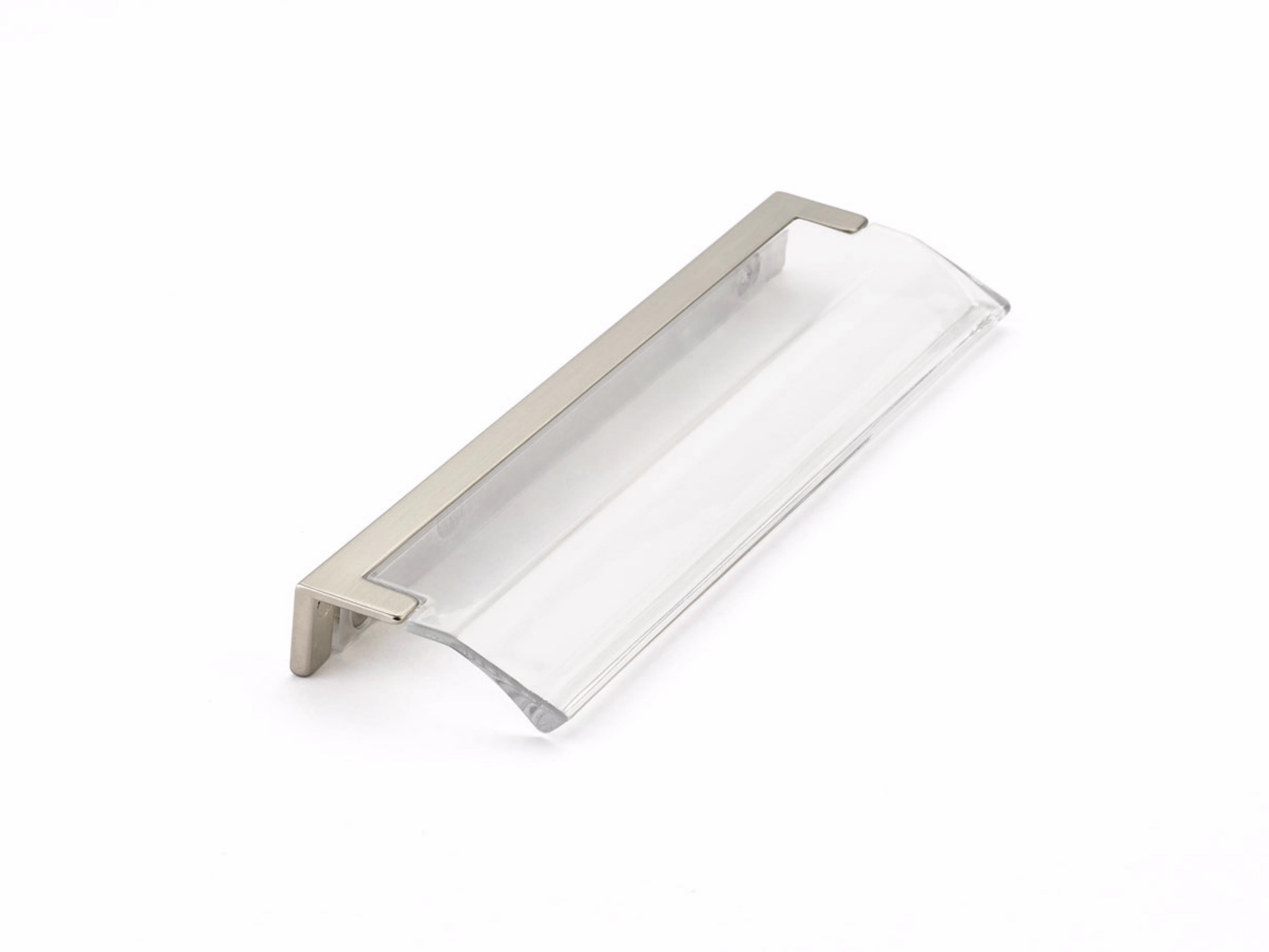 Schaub 324-15-CL 5-1/16" Center to Center Positano Arch Clear Cabinet Edge Pull Satin Nickel Finish