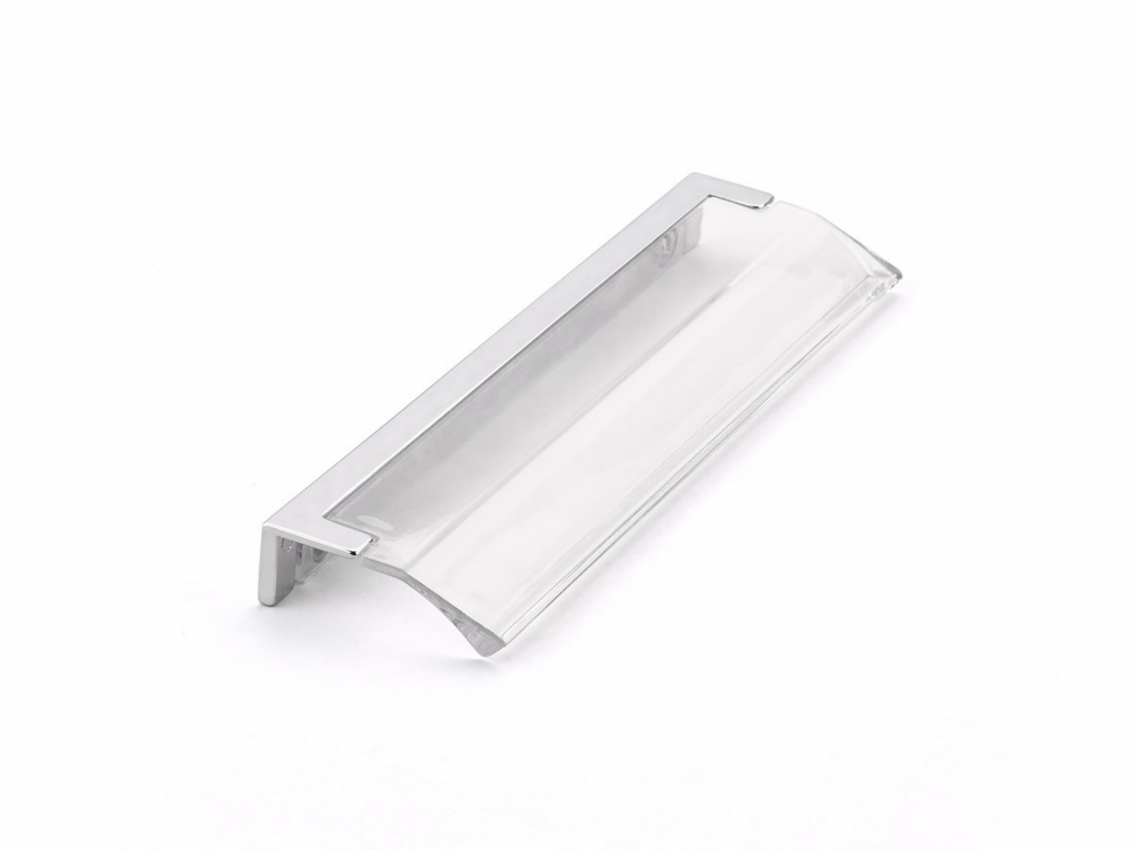 Schaub 324-26-CL 5-1/16" Center to Center Positano Arch Clear Cabinet Edge Pull Polished Chrome Finish Main image