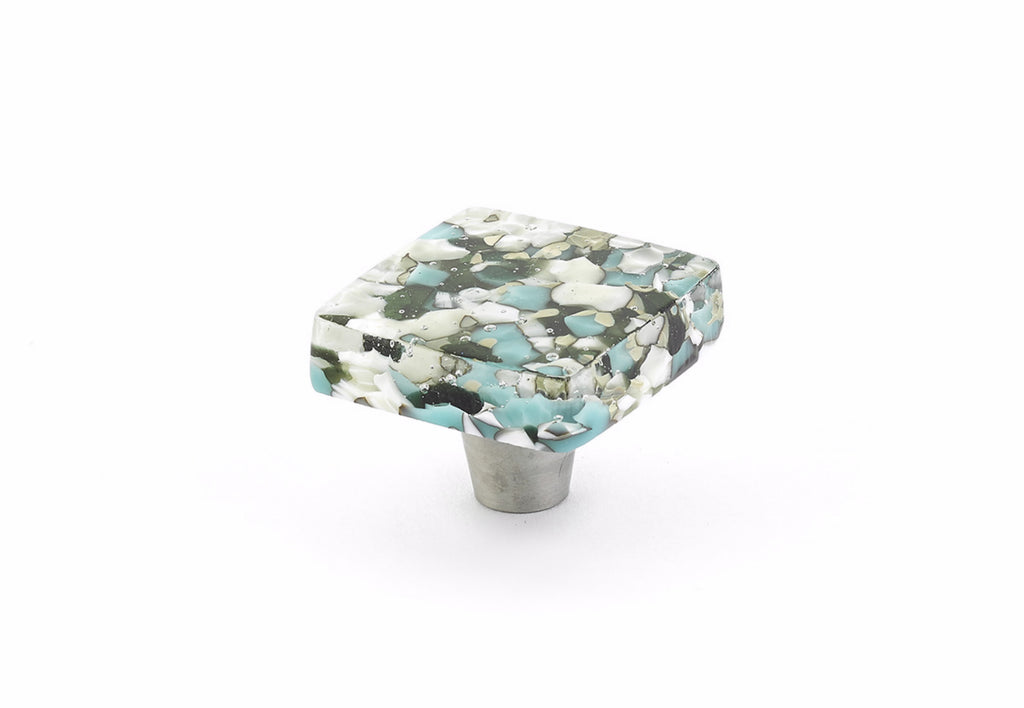 Schaub 34 - 1-1/2" Square Glass Ice Cabinet Knob