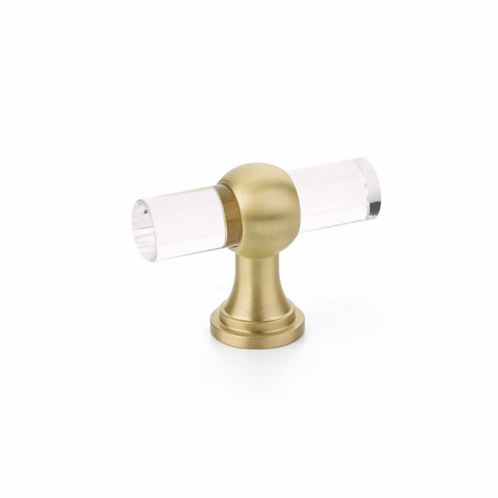 Schaub 411 - Lumiere Transitional Cabinet T Knob Acrylic Satin Brass Finish