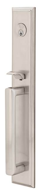 Emtek - Milano Lever Right Hand 2-3/8" and 2-3/4" Backset Single Cylinder Melrose Tubular Handleset - Satin Nickel