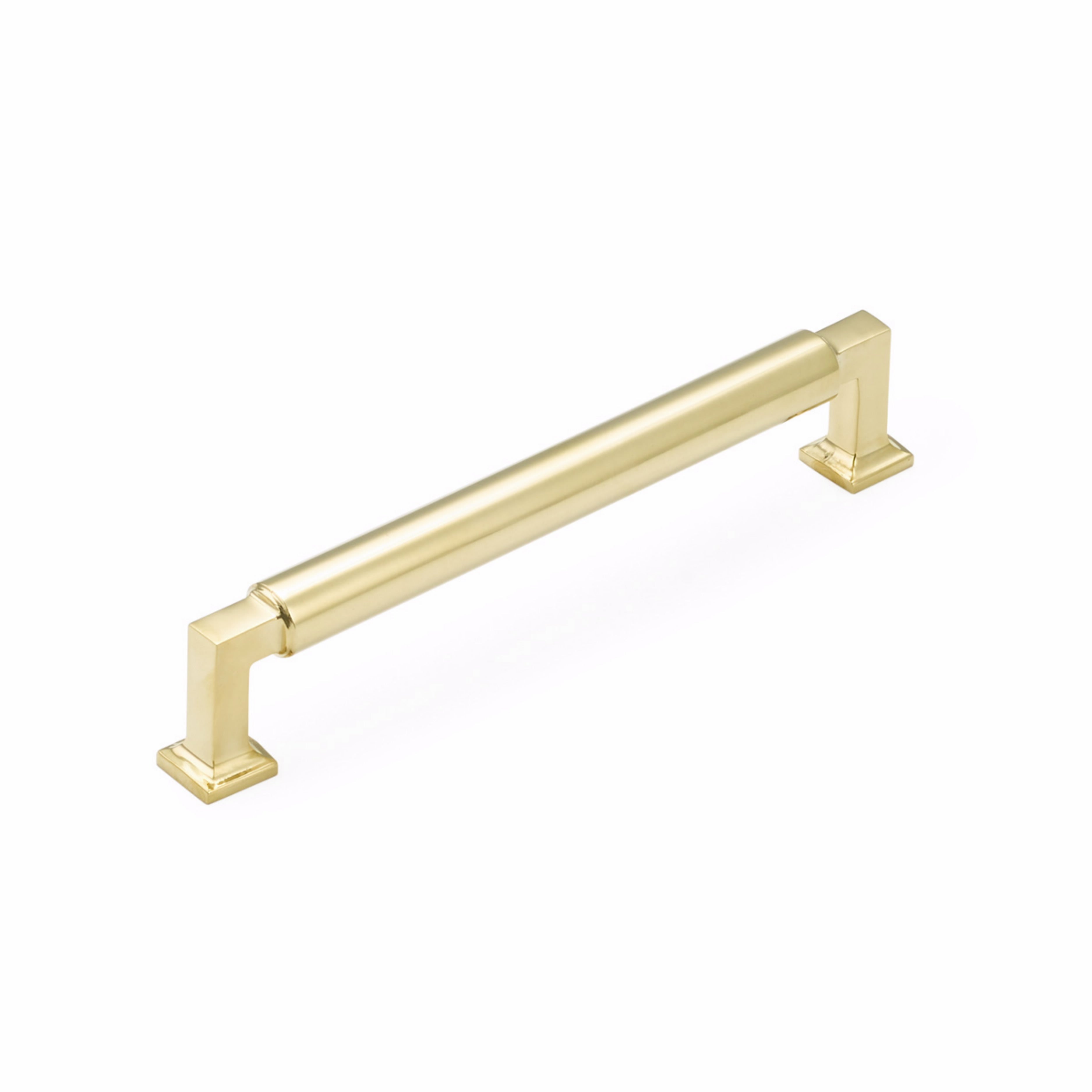 Schaub 476-UNBR 6" Center to Center Haniburton Cabinet Pull Unlacquered Brass Finish Main image