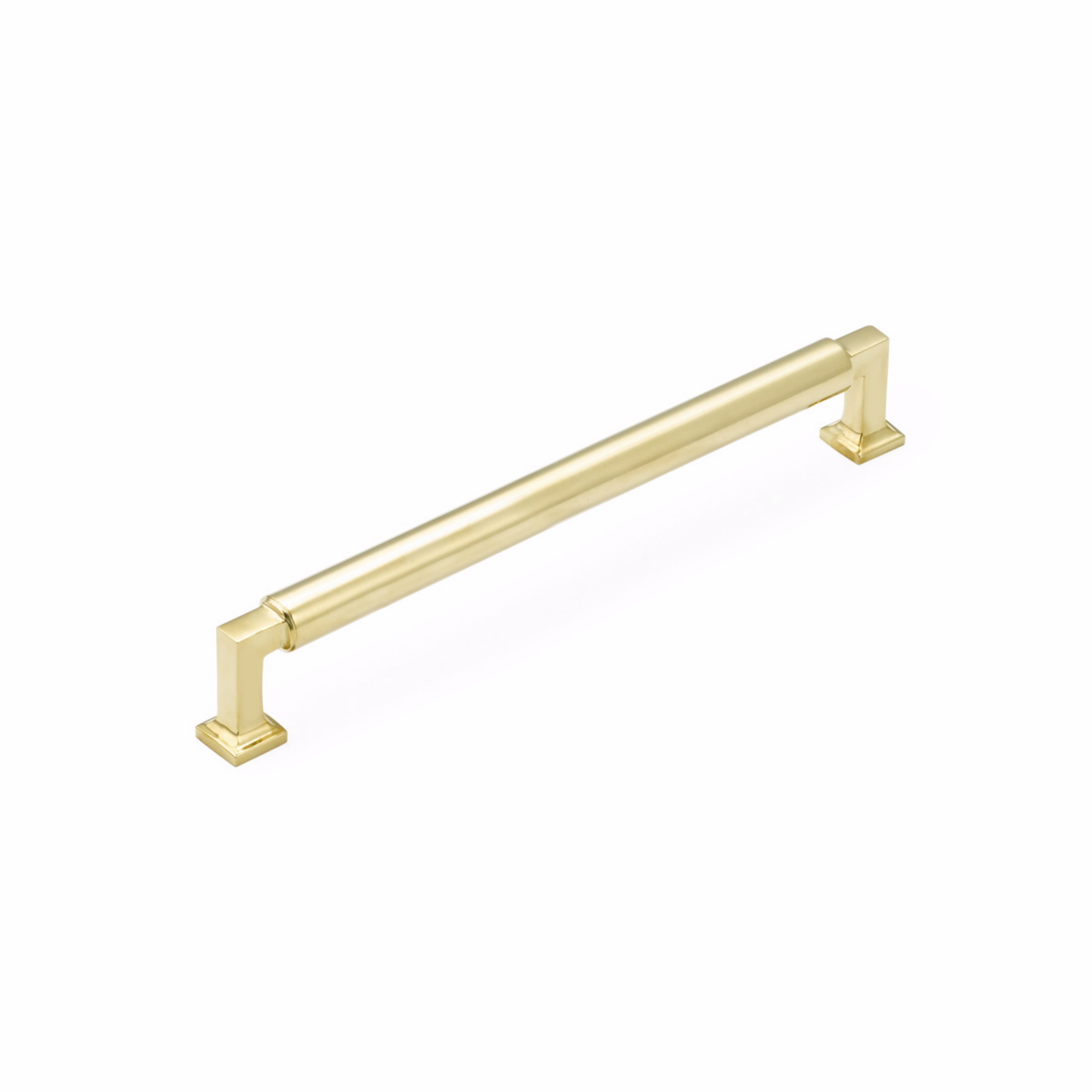 Schaub 478-UNBR 8" Center to Center Haniburton Cabinet Pull Unlacquered Brass Finish Main image