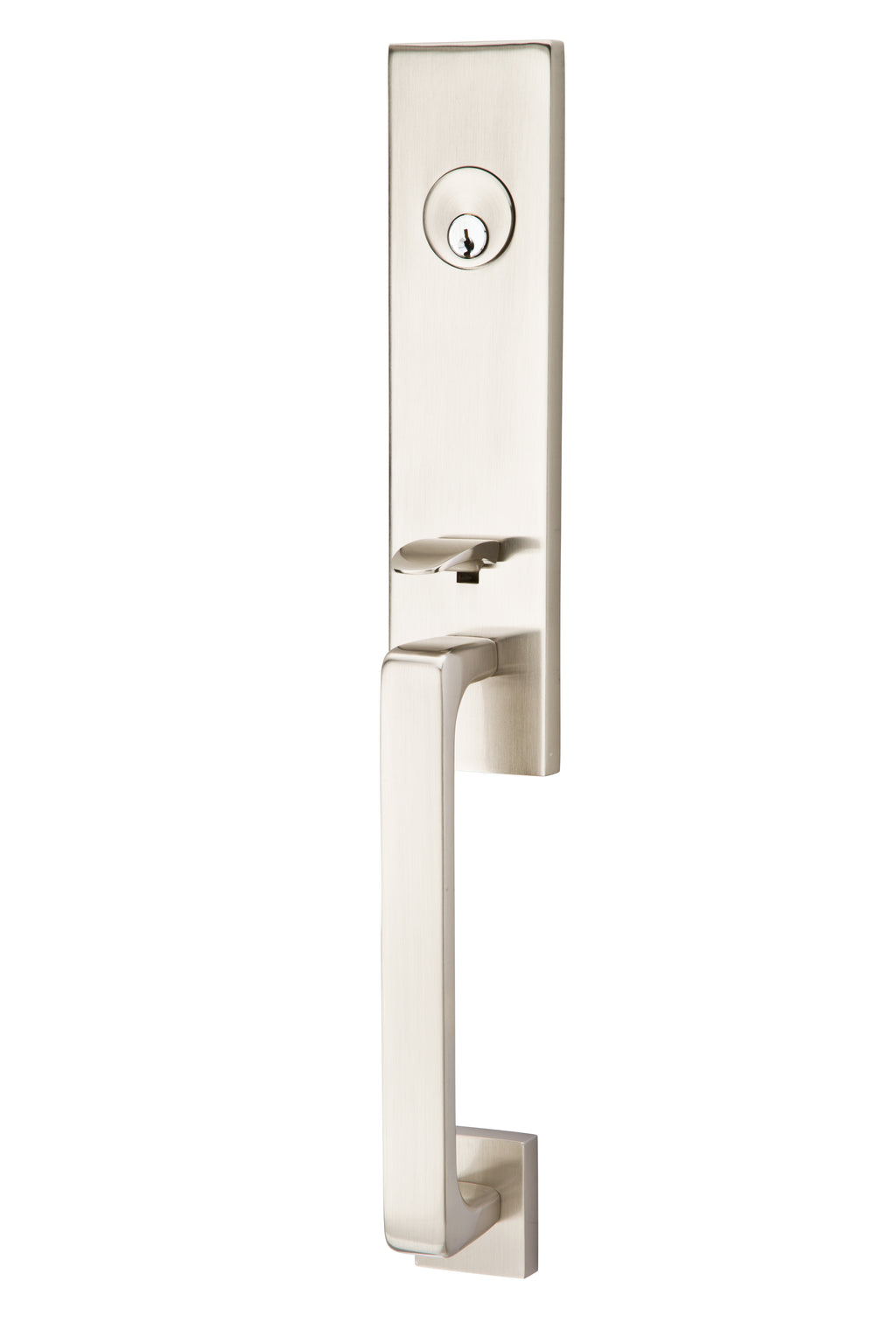 Emtek - Helios Lever 2-3/8" and 2-3/4" Backset Single Cylinder Davos Tubular Handleset - Satin Nickel (Right Hand)