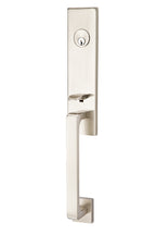 Emtek - Helios Lever 2-3/8" and 2-3/4" Backset Single Cylinder Davos Tubular Handleset - Satin Nickel (Right Hand)