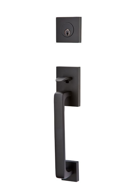 Emtek - Helios Lever 2-3/8" and 2-3/4" Backset Single Cylinder Baden Tubular Handleset Secondary image