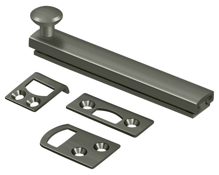 Deltana - 4" Surface Bolt; Concealed Screw; Heavy Duty - Antique Nickel