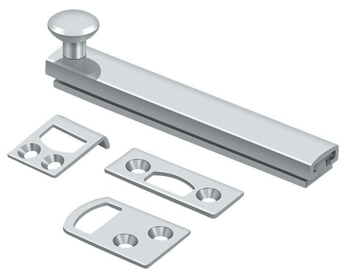 Deltana - 4" Surface Bolt; Concealed Screw; Heavy Duty - Bright Chrome