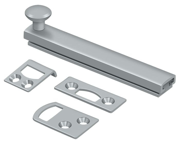 Deltana - 4" Surface Bolt; Concealed Screw; Heavy Duty - Satin Chrome