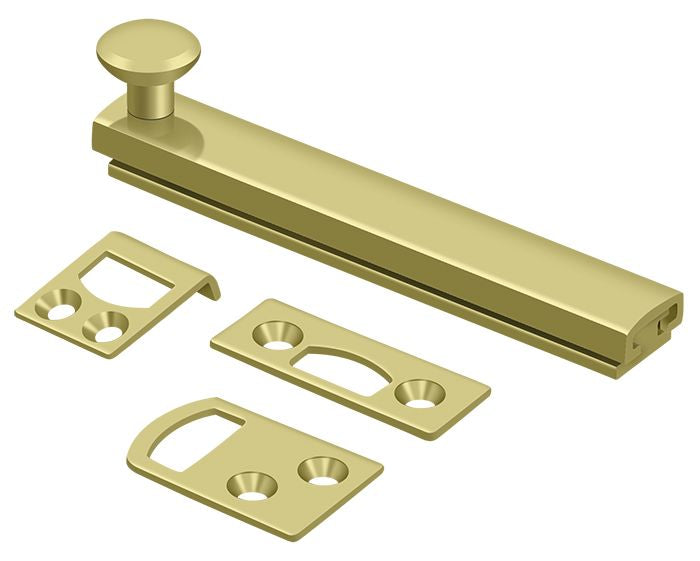 Deltana - 4" Surface Bolt; Concealed Screw; Heavy Duty - Bright Brass