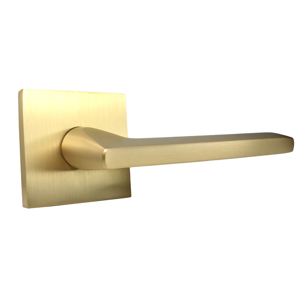Emtek - Helios Lever Dummy Pair with Square Rose for 1-1/4" to 2" Door - Satin Brass