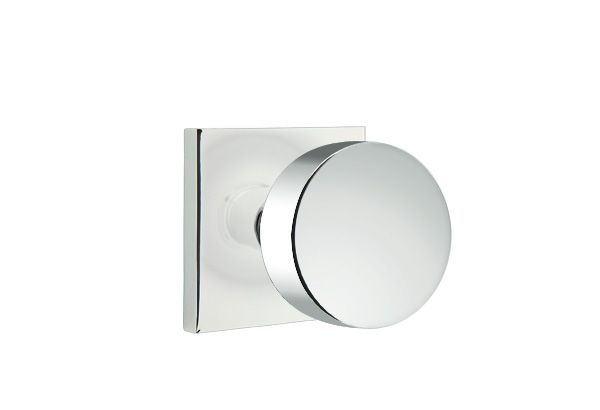 Emtek - Round Knob Dummy Pair with Square Rose for 1-1/4" to 2" Door - Polished Chrome