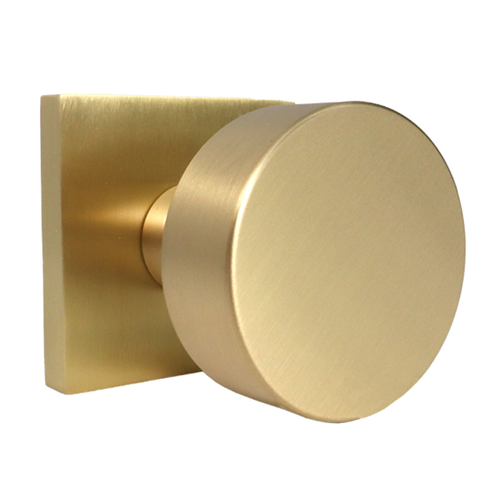 Emtek - Round Knob Dummy Pair with Square Rose for 1-1/4" to 2" Door - Satin Brass