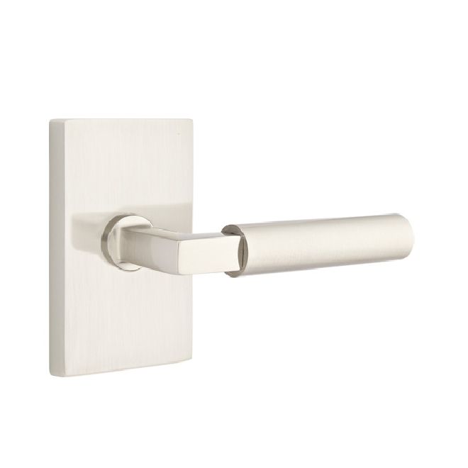 Emtek - Hercules Lever Dummy Pair with Modern Rectangular Rose for 1-1/4" to 2" Door - Satin Nickel