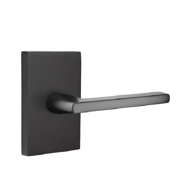 Emtek - Helios Lever Dummy Pair with Modern Rectangular Rose for 1-1/4" to 2" Door - Flat Black