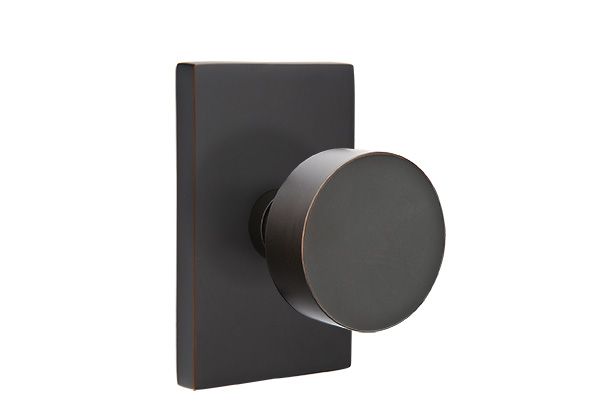 Emtek - Round Knob Dummy Pair with Modern Rectangular Rose for 1-1/4" to 2" Door - Oil Rubbed Bronze