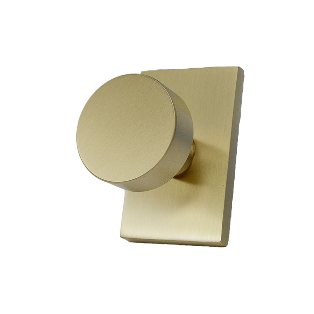 Emtek - Round Knob Dummy Pair with Modern Rectangular Rose for 1-1/4" to 2" Door - Satin Brass